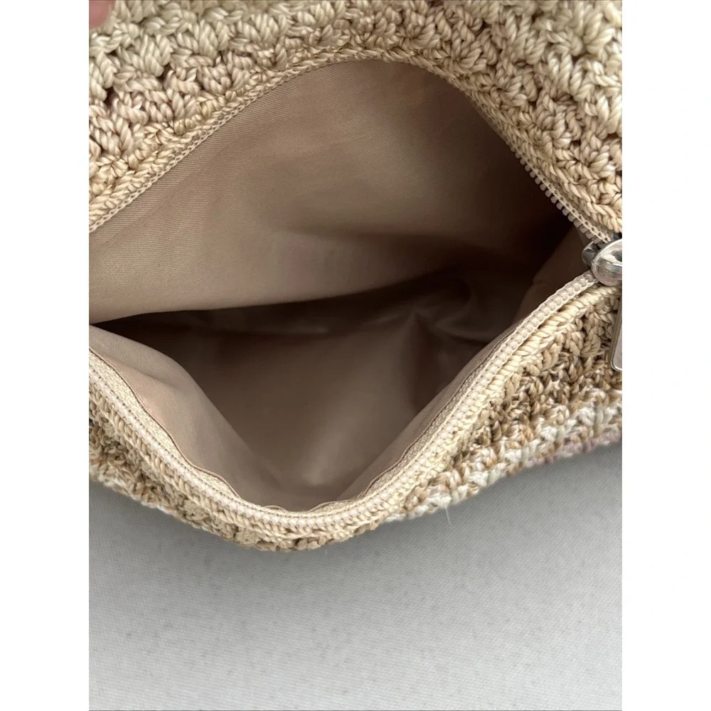 The Sak Riviera Beige Crochet Crossbody Bag Lined Boho Bohemian Summer Festival - Picture 10 of 16
